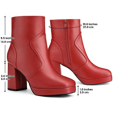 Squared Toe Platform Chunky Heels Ankle Boots for Women
