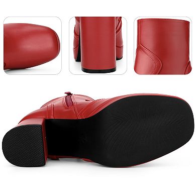 Squared Toe Platform Chunky Heels Ankle Boots for Women