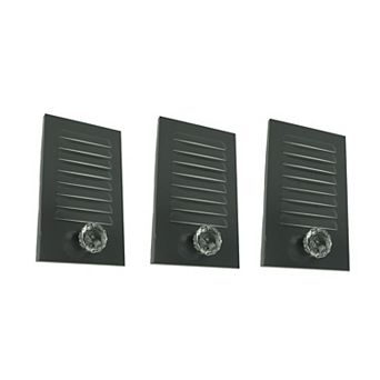 Grey Metal Locker Panel with Acrylic Door Knob Wall Hook Plaques Set of 3