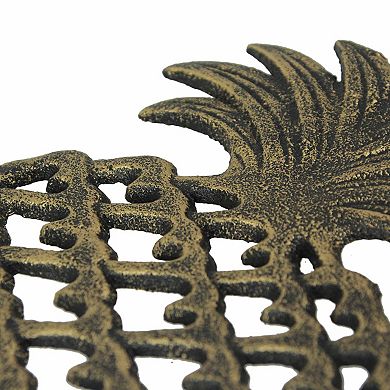 2 Piece Antique Bronze Finish Tropical Pineapple Cast Iron Trivet Set
