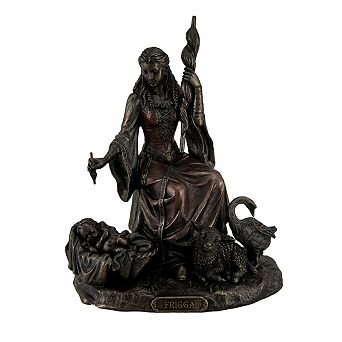 Frigga Norse Goddess of Destiny Love and Marriage w/Infant Animals & Spindle