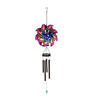 Metal Purple Rainbow Wind Spinner Hanging Chimes Outdoor Decor Garden 47 in