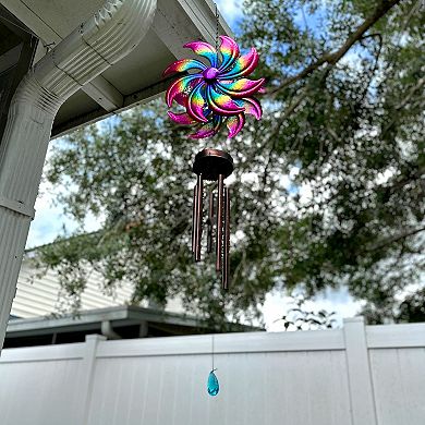 Metal Purple Rainbow Wind Spinner Hanging Chimes Outdoor Decor Garden 47 Inches