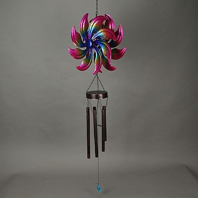 Metal Purple Rainbow Wind Spinner Hanging Chimes Outdoor Decor Garden 47 Inches