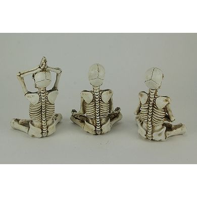 Bone Stretchers Yoga Skeleton Figurines with Color Changing LED Eyes Set of 3