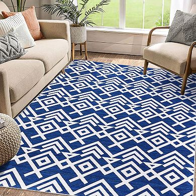 Area Rugs for Living Room, Soft Moroccan Geometric Rugs, Ultra-Thin Low Pile Large Carpet