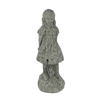 Alice in Wonderland Light Gray Finish Solid Cement Statue 19.5 in High