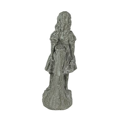 Alice in Wonderland Light Gray Finish Solid Cement Statue 19.5 Inches High