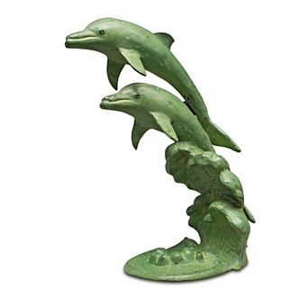 SPI Home Leaping Dolphins Cast Aluminum Garden Spitter Fountain Statue