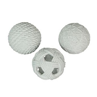 White Orb Rope Balls 4" Coastal Accent Orbs for Nautical-Inspired Home Decor