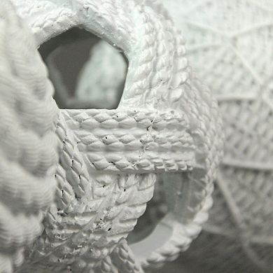 White Orb Rope Balls 4" Coastal Accent Orbs for Nautical-Inspired Home Decor