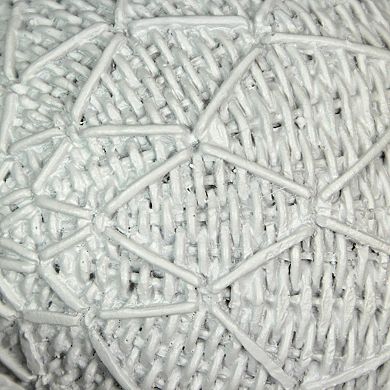 White Orb Rope Balls 4" Coastal Accent Orbs for Nautical-Inspired Home Decor
