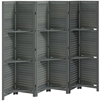 HOMCOM 5 Panel Privacy Screen, Room Divider with 3 Shelves