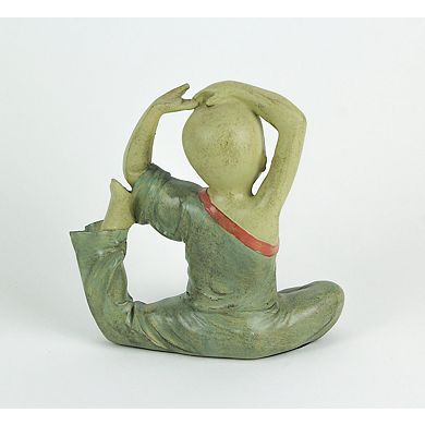 Stunning Aged Finish Child Monk Yoga Pigeon Pose Statue 8 Inches High