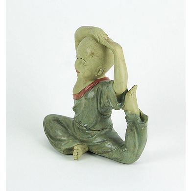 Stunning Aged Finish Child Monk Yoga Pigeon Pose Statue 8 Inches High