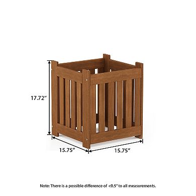 Furinno 2-Pack Outdoor Planter Stand Flower Box, Solid Meranti Hardwood with Teak-Oil Finish