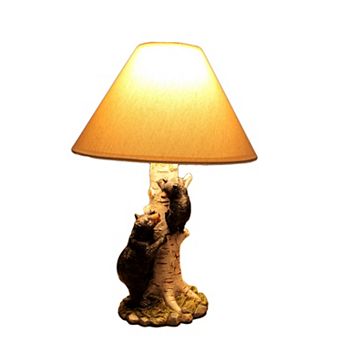 Black Bear and Cub Birch Tree Table Lamp With Shade