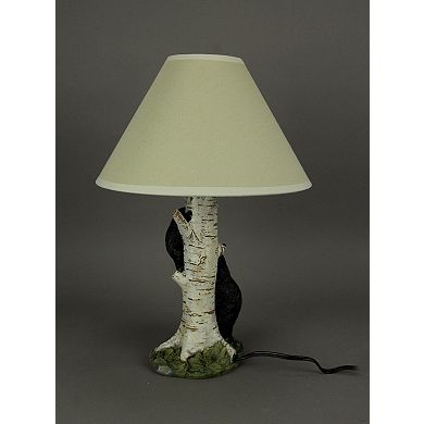 Black Bear and Cub Birch Tree Table Lamp With Shade