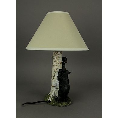 Black Bear and Cub Birch Tree Table Lamp With Shade