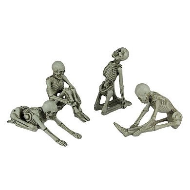 Bone Stretchers Zen Yoga Meditating Skeleton Figurines Set of 4