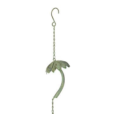 Metal Tropical Palm Tree Rain Chain with Attached Hanger 72 inch