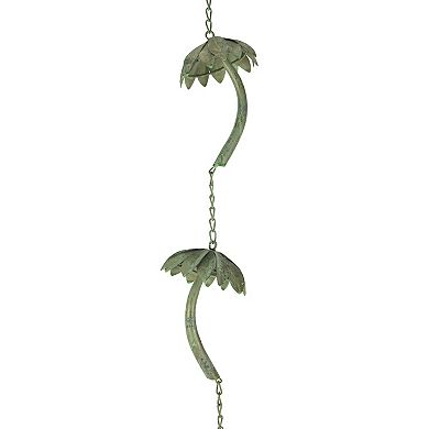 Metal Tropical Palm Tree Rain Chain with Attached Hanger 72 inch