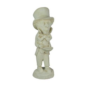 Mad Hatter Alice in Wonderland Antiqued White Finish Solid Cement Statue 19 Inch