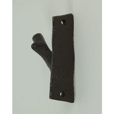 Brown Cast Iron Rustic Tree Branch Wall Hook Set of 6 Small