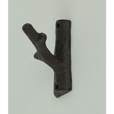 Brown Cast Iron Rustic Tree Branch Wall Hook Set of 6 Small