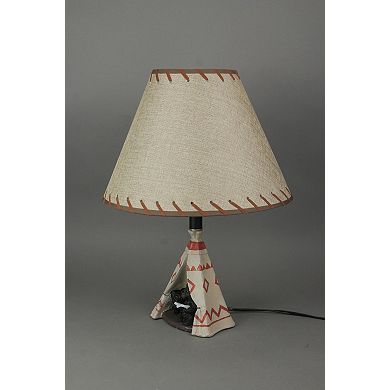 Set of 2 Resin Mama Bear Reading Book To Cub in Teepee Tent Table Lamp Home