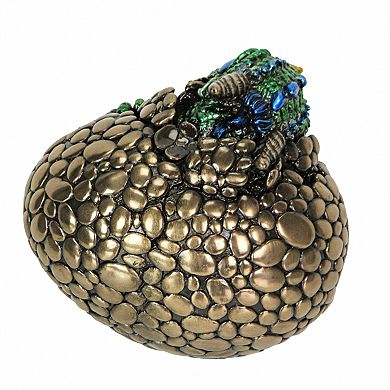 Bronze Finish Dragon Hatchling Figurine with Hand Painted Color Accents
