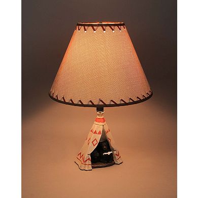 Mama Bear Reading Book To Cub in Teepee Tent Table Lamp