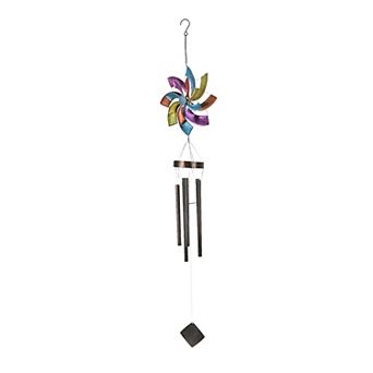 Metal Multicolor Wedge Wind Spinner Hanging Chimes Outdoor Decor Garden Patio