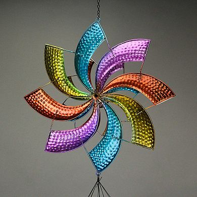 Metal Multicolor Wedge Wind Spinner Hanging Chimes Outdoor Decor Garden Patio