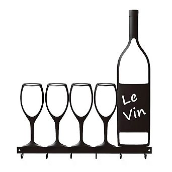 Metal Wine Glass and Bottle Wall Hook Rack