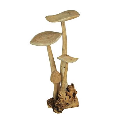 Hand Carved Indonesian Parasite Wood Mushroom Cluster Statue