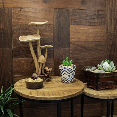 Hand Carved Indonesian Parasite Wood Mushroom Cluster Statue