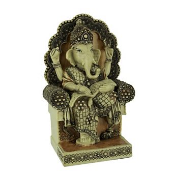 Lord Ganesha Sitting On Throne Reading Secret Scripture Statue