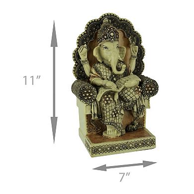 Lord Ganesha Sitting On Throne Reading Secret Scripture Statue