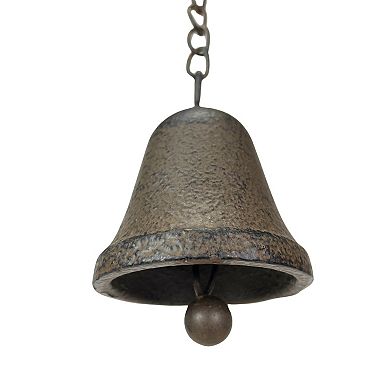 78-Inch Metal Rain Chain - 6 Water Wheels & Weighted Bell, Rustic Brown Finish