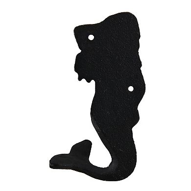 Set of 4 Blackened Bronze Finish Cast Iron Mermaid Wall Hooks