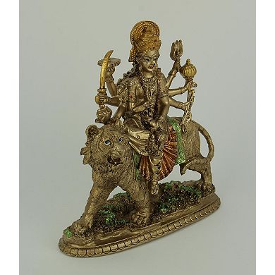 Durga Supreme Hindu Goddess Riding On Tiger Statue