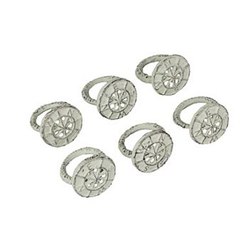 Set of 6 White Cast Iron Compass Rose Napkin Rings Decorative Nautical Dining