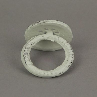 Set of 6 White Cast Iron Compass Rose Napkin Rings Decorative Nautical Dining