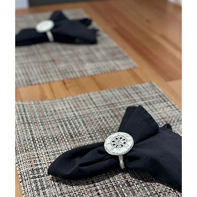 Set of 6 White Cast Iron Compass Rose Napkin Rings Decorative Nautical Dining