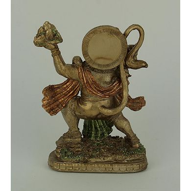Gold Finish Flying Hanuman Carrying Herb Bearing Mountain Statue