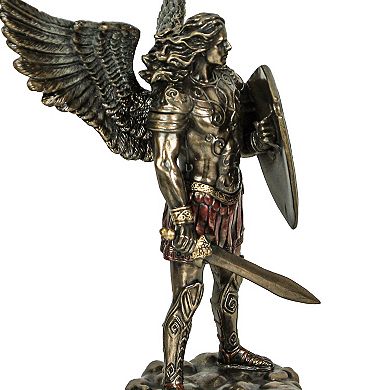 St. Michael the Archangel with Sword and Shield Bronze Finish Statue