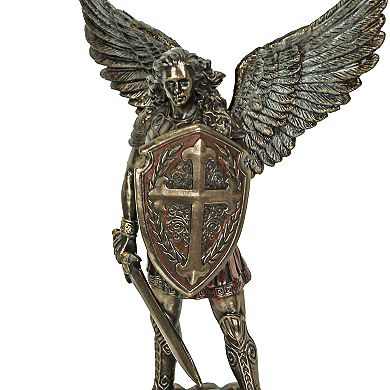 St. Michael the Archangel with Sword and Shield Bronze Finish Statue