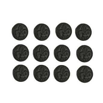Brown Cast Iron Fleur De Lis Round Cabinet Knobs or Drawer Pulls Set of 12