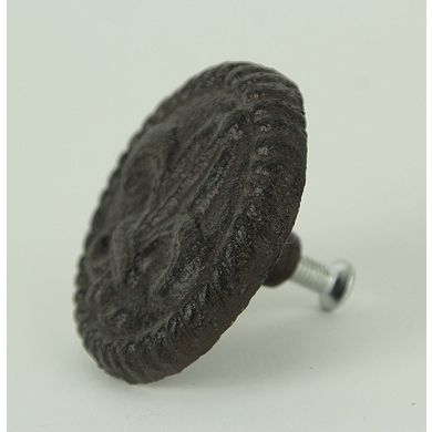 Brown Cast Iron Fleur De Lis Round Cabinet Knobs or Drawer Pulls Set of 12